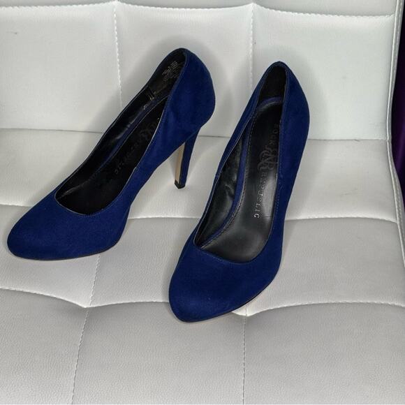Rock & Republic Blue Suede heels 4” shoes size 8 - Picture 2 of 5